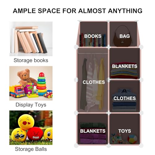 Bigkart Metal Kids Wardrobes For Clothes, Toys, Books Etc|Space-Saving, Easy To Assemble, Modular Design Baby Almirah For Clothes And Toys,Pink - Image 3