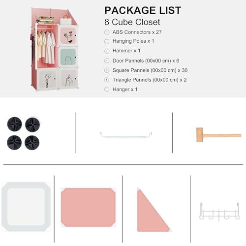 Bigkart Metal Kids Wardrobes For Clothes, Toys, Books Etc|Space-Saving, Easy To Assemble, Modular Design Baby Almirah For Clothes And Toys,Pink - Image 5