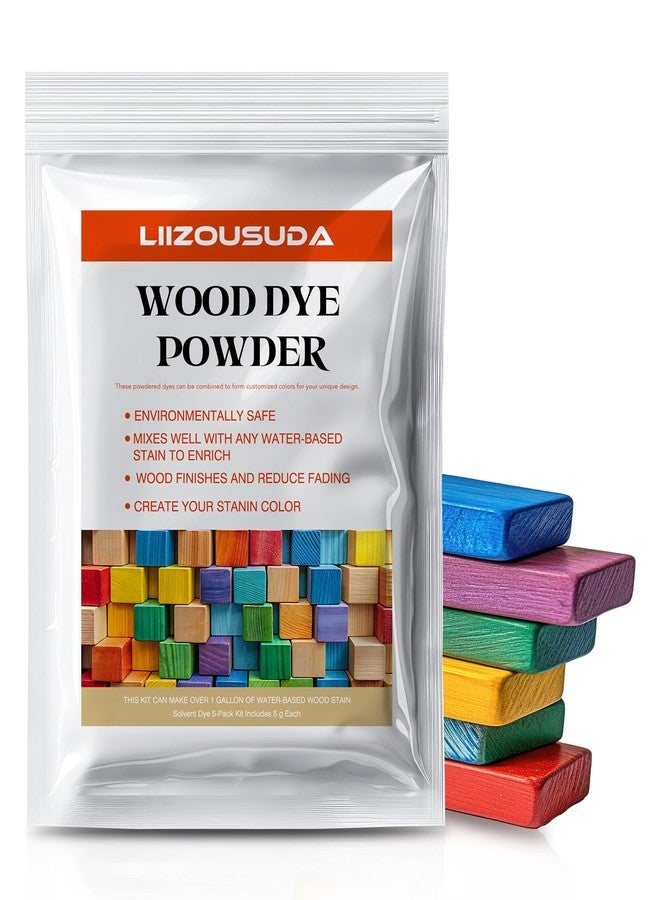 LIIZOUSUDA Wood Stain Powdered Solvent - Wood Dye - Indoor and Outdoor Furniture and More - Fast Drying - Wood Dye Powder - Wood Stain for Crafts - 5 Color Kit - Image 1