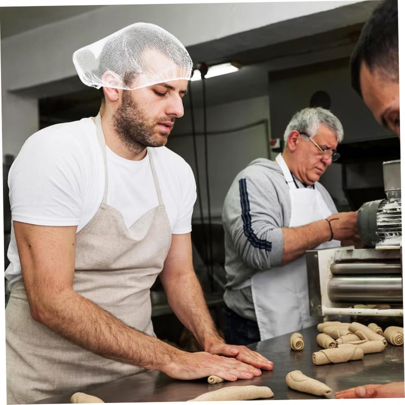 Disposable Nylon Mesh Hairnets 100 Pcs Universal White For Men Women Kitchen Work Factory - Image 4
