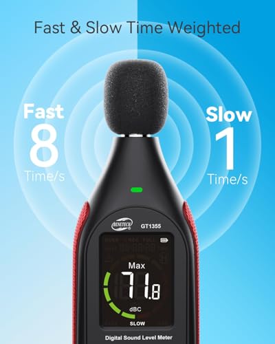 Benetech Decibel Meter, Sound & Noise Decibel Level Reader Monitor, SPL Meter 30dB to 130dB(A) with Record, Visual Alarm, A/C Weighted, Rechargeable for Home, Classroom - Image 3