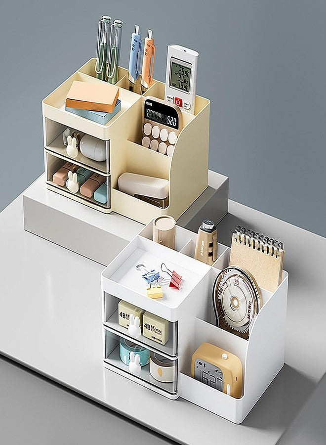 LETURE Makeup Storage Organizer with 2 Drawers, Desk Vanity Countertop Skin Care Cosmetic Display Case Make up Stands for Hair Accessories Lipstick Lotions Beauty Skincare Organizing (Cream) - Image 5