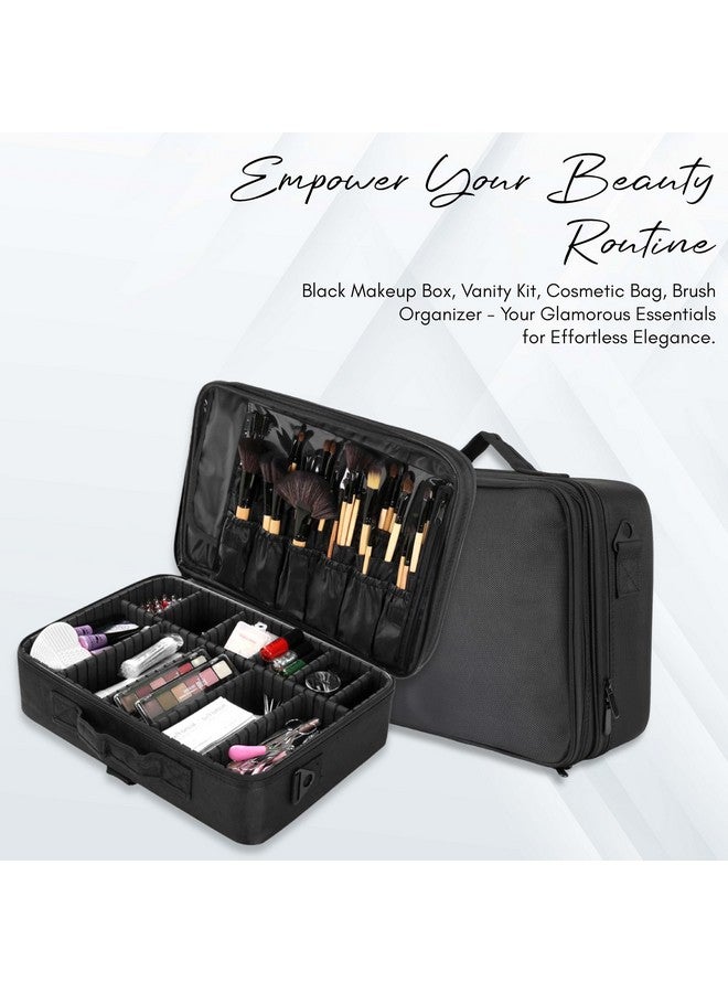 Beaute Secrets Beauté Secrets Large Travel Makeup Bag 16" Large Capacity, Makeup vanity box With Adjustable Dividers for Cosmetics, Accessories and Jewelry, Makeup Vanity Box with Adjustable Dividers for Cosmetics - Image 2