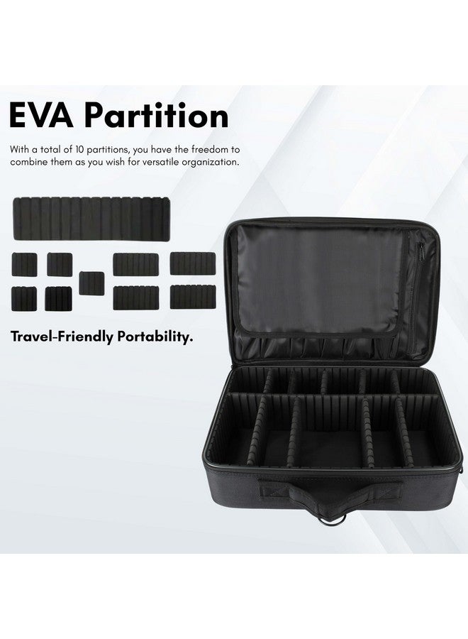 Beaute Secrets Beauté Secrets Large Travel Makeup Bag 16" Large Capacity, Makeup vanity box With Adjustable Dividers for Cosmetics, Accessories and Jewelry, Makeup Vanity Box with Adjustable Dividers for Cosmetics - Image 3