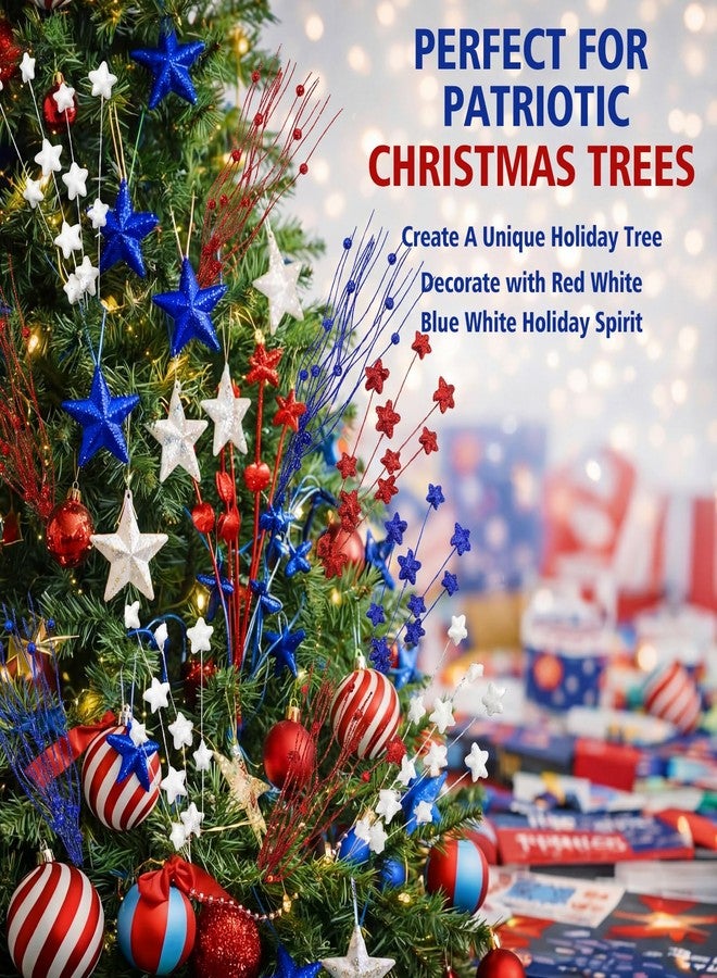 Sureio 18 Pcs 17 Inch Patriotic Red White Blue Picks and Sprays Glitter Floral Picks for 4th of July Decoration 250th Independence Day Memorial Day Home Office Vase Filler Table Centerpieces Decor - Image 3