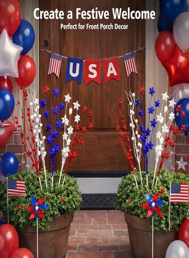Sureio 18 Pcs 17 Inch Patriotic Red White Blue Picks and Sprays Glitter Floral Picks for 4th of July Decoration 250th Independence Day Memorial Day Home Office Vase Filler Table Centerpieces Decor - Image 5