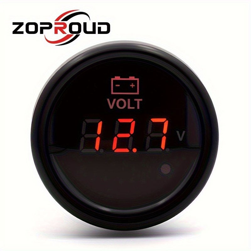 Car Voltmeter Gauge 52mm 2 Inch Red LED Pointer 9 32V Range For Car Truck Yacht RV Engineering Vehicle - Image 1