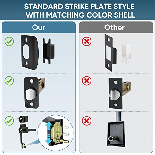 TICONN Front Door Handle Set, Heavy Duty Square Door Lever & Single Cylinder Deadbolt Combo Reversible for Entrance Exterior Doors (Matte Black) - Image 5