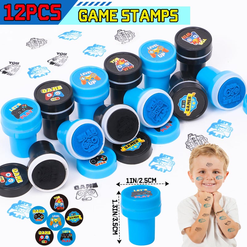 B Bascolor 60Pcs Video Game Party Favors Gamer Birthday Party Supplies for Kids Non Woven Bags Silicone Bracelet Stamper Keychain Glow Sticker Game on Gift Goodie Treat Bag Fillers Boy Gaming Party Favors - Image 5
