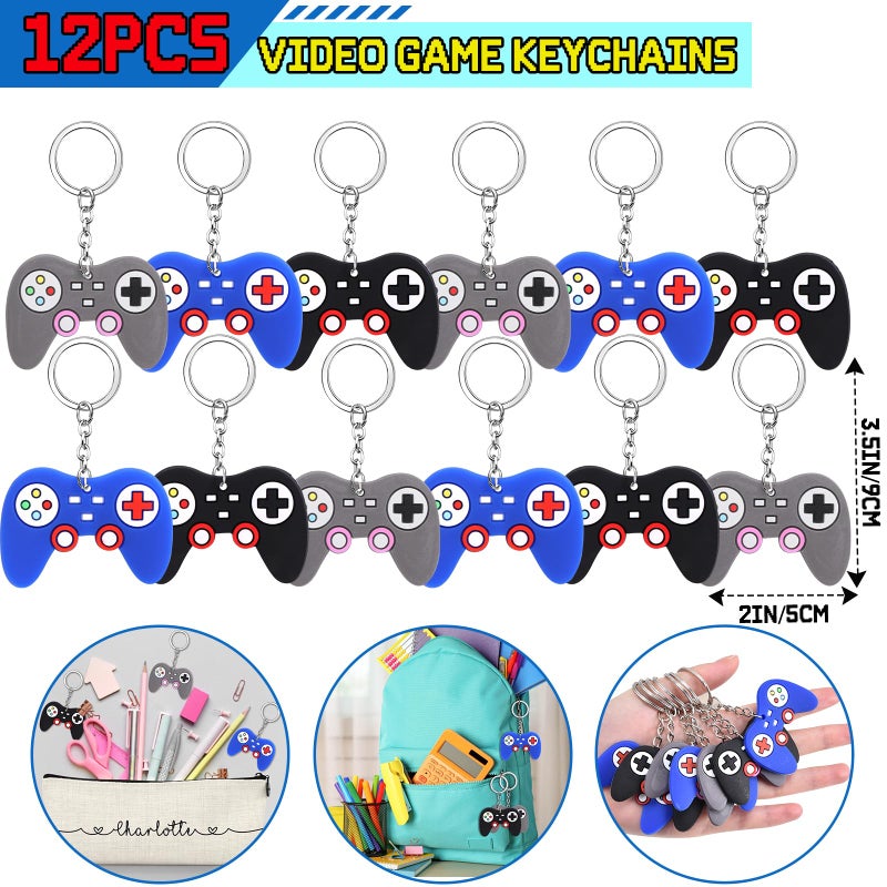 B Bascolor 60Pcs Video Game Party Favors Gamer Birthday Party Supplies for Kids Non Woven Bags Silicone Bracelet Stamper Keychain Glow Sticker Game on Gift Goodie Treat Bag Fillers Boy Gaming Party Favors - Image 4