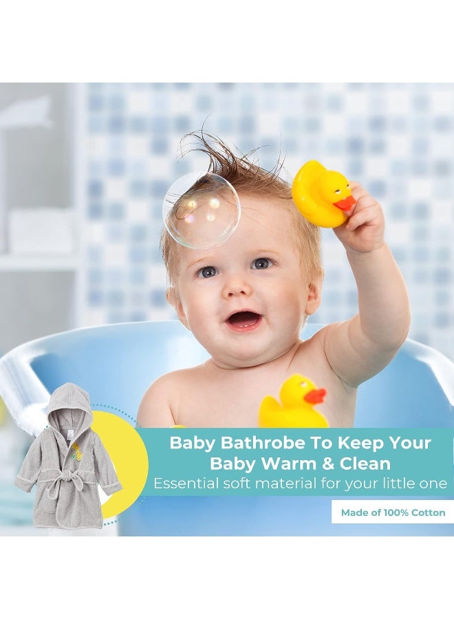 Spasilk 100% Cotton Hooded Terry Bathrobe with Booties Baby One Size Gifts â€” Shower, Grey Giraffe, One size - Image 5
