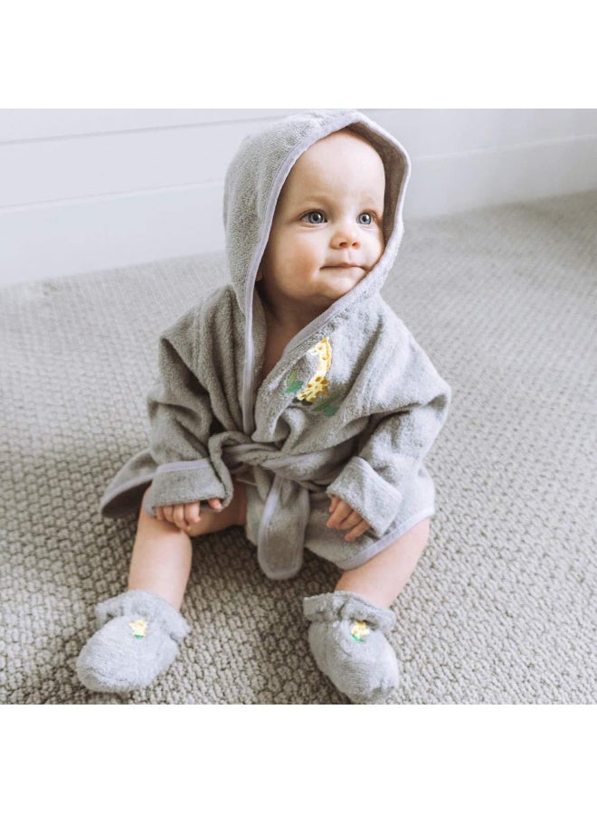 Spasilk 100% Cotton Hooded Terry Bathrobe with Booties Baby One Size Gifts â€” Shower, Grey Giraffe, One size - Image 3