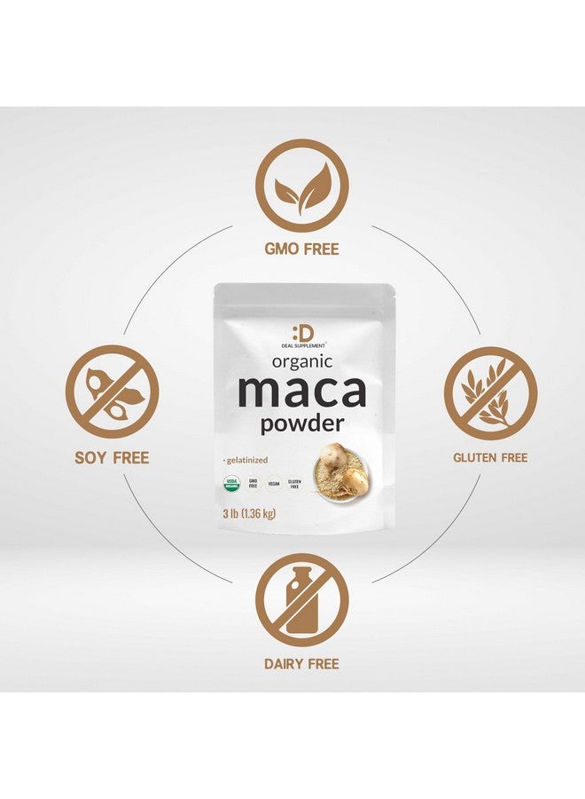 DEAL SUPPLEMENT Organic Peruvian Maca Root Powder, 3lbs - Easily Digested Gelatinized Form - Herbal Superfoods Supplement for Men & Women - Supports Immune & Energy Health - Non-GMO - Image 3