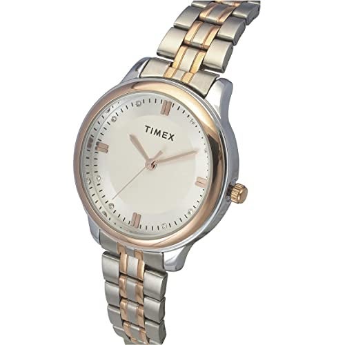 TIMEX Analog Watch for Women with Silver Round Dial & Two Tone Stainless Steel Bracelet Band Water Resistant Women's Wrist Watches - TWEL149SMU03 - Image 2