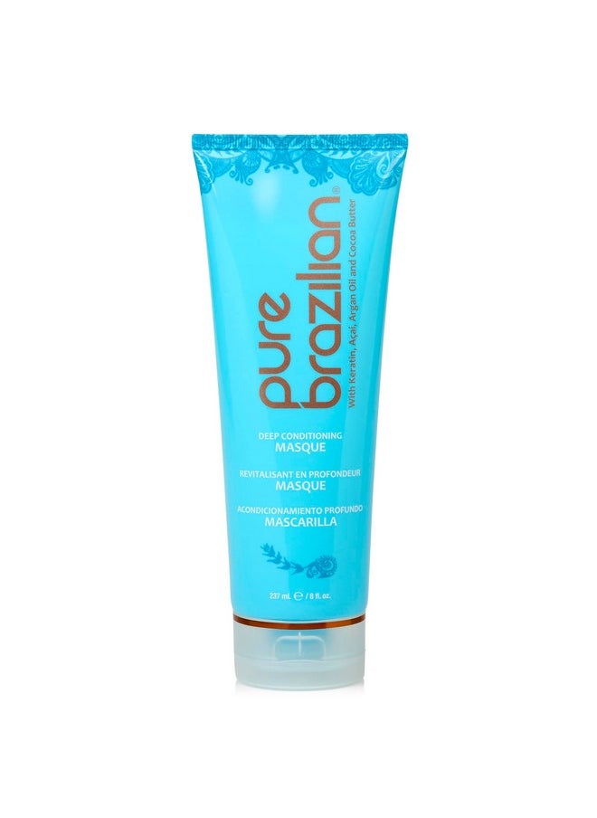 Pure Brazilian - Pure Brazilian Deep Conditioning Masque - Deep Conditioner Hair Treatment with Brazilian Keratin, Acai, and Arginine - 8 Fl Oz - Image 1