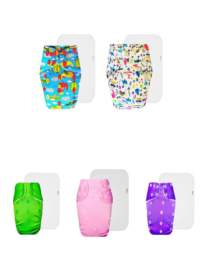 Dumbledo Premium Cloth Diaper with Cotton Insert (Pack of 5) | Hypoallergenic | Breathable | Quick Dry | Trusted by Moms | 3 Months - 3 Years | Unisex Baby - Image 1