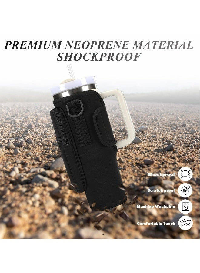 Topleo Water Bottle Carrier Bag with Phone Pocket for Stanley Cup 40 oz, Water Bottle Holder with Adjustable Strap& Straw Cover, Stanley Cup Accessories Fit Hiking Cycling Running Gym Yoga - Image 5