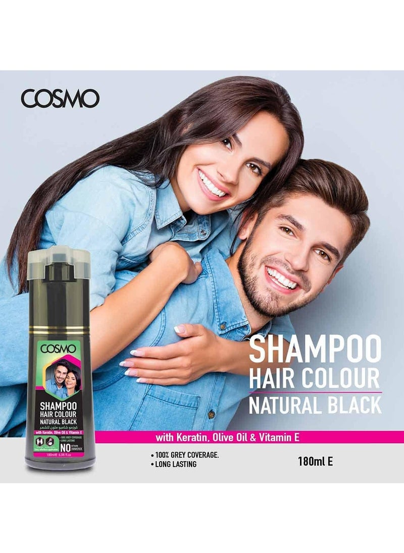 COSMO Shampoo Hair Colour Natural Black With Keratin And Olive Oil 180 Ml  - Image 3