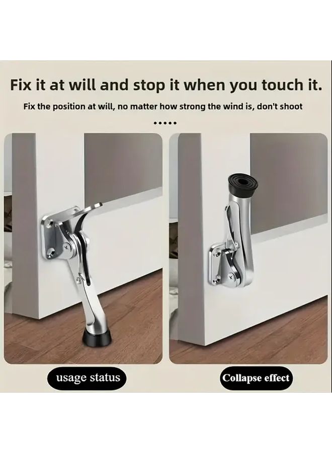 1pc Heavy Duty Semi Automatic Door Stop Brake With Foot Pedal Black No Drill Installation Anti Slam Door Positioner For Commercial Residential Use Sturdy Metal Construction Ideal For Offices Restaurants Homes Door Closure Control Hardware Sleek Design Robust Mechanism - Image 5