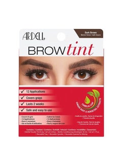 Brow Tint Dark Brown, Longer-lasting Semi-permanent Brow Dye, with Natural Extracts, Complete Brow Tinting Kit, 1 pack