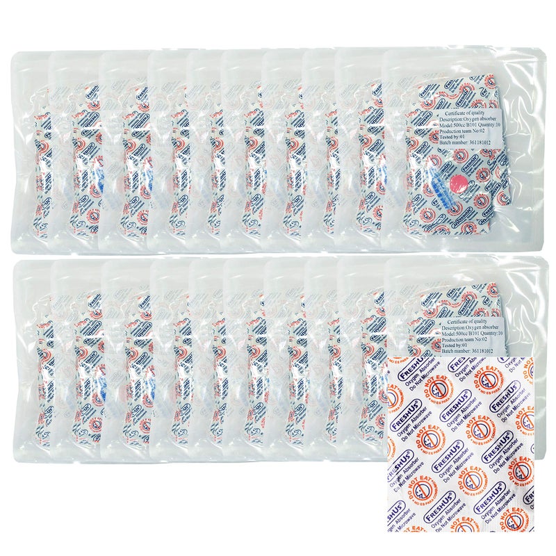 FreshUs FreshUs 500cc Oxygen Absorber20 Individual Packs of 10 Packet Total 200 Packets  Long Term Food Storage 200 500 CC 