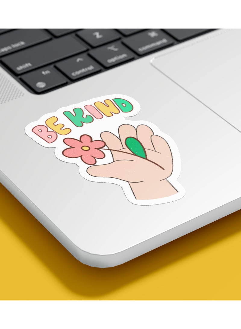 Boomah Accessories 1-Piece Creative Motivational Waterproof Vinyl Stickers, Be Kind,  for Laptop , Mobile , Mug , Skateboard , Guitar for kids, adult , girls, nursery 8x6cm - Image 1