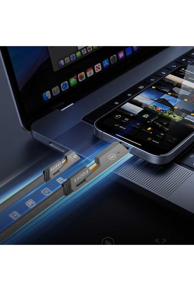 توبيز كابل شحن سريع 4 في 1 من توبـي CC-07، طاقة 200 واط، رمادي، بطول 1.2 متر، مضفر نايلون، إخراج Type-C وLightning - Image 5