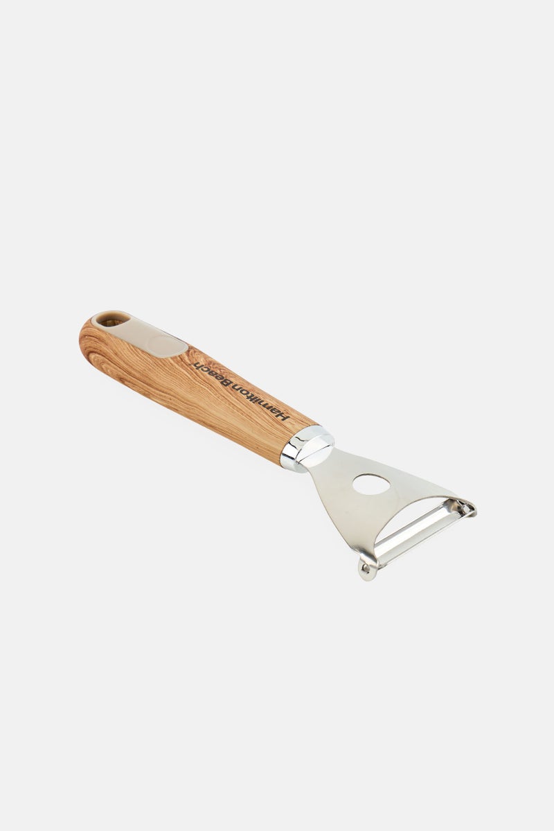 Hamilton Beach Stainless Steel Peeler With Wooden  Handle, Tan - Image 2