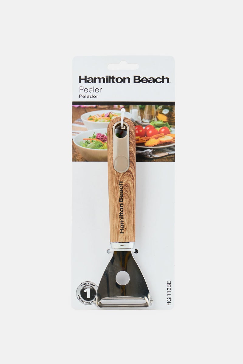 Hamilton Beach Stainless Steel Peeler With Wooden  Handle, Tan - Image 1
