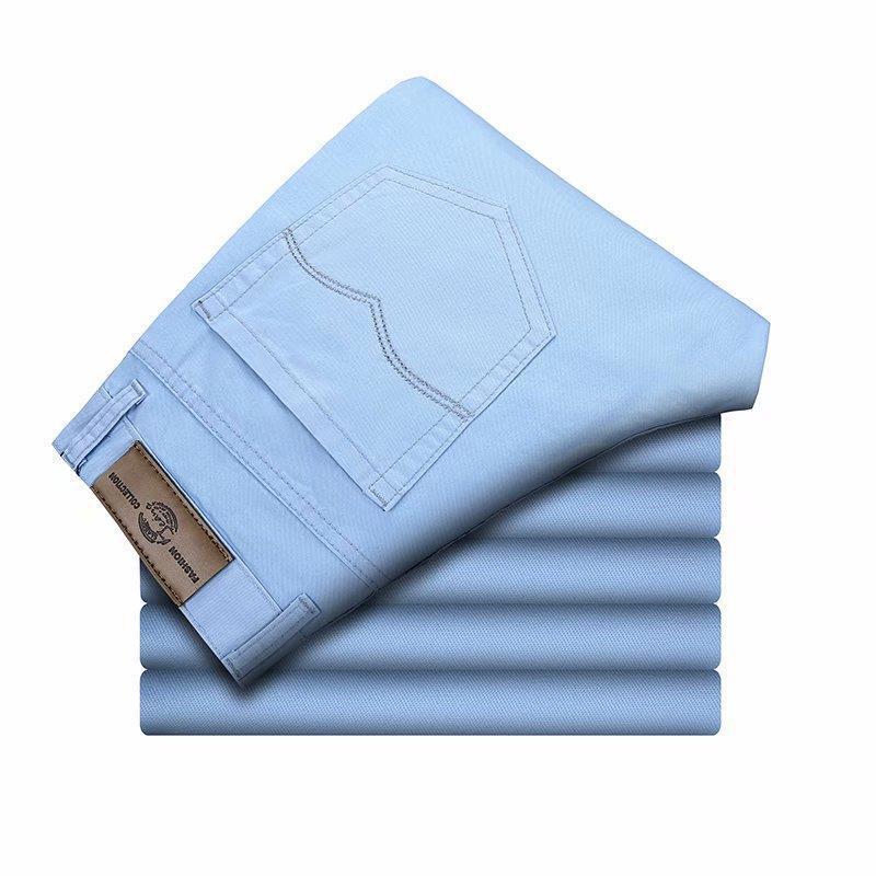 Mens Casual Straight-Leg Pants Spring Autumn sky blue 