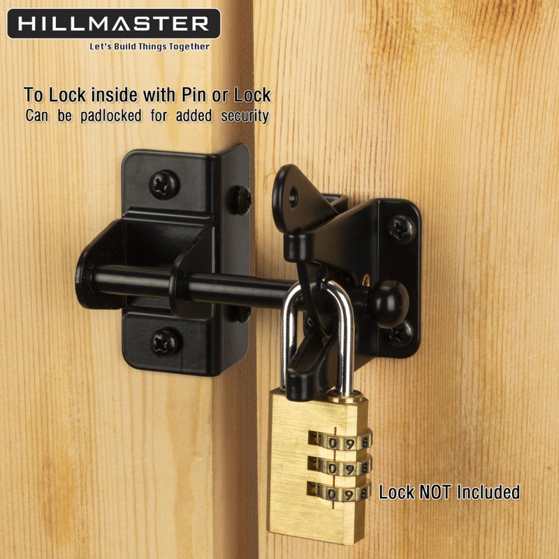 HILLMASTER Self Locking Gate Latch for Wooden Fence,Heavy Duty Gravity Fence Latch Privacy Door Latch for Wood Gate,Metal Gates,Vinyl Fence,Gate Hardware Gate Door Lock for Outdoor Pool,Black Finish - Image 3