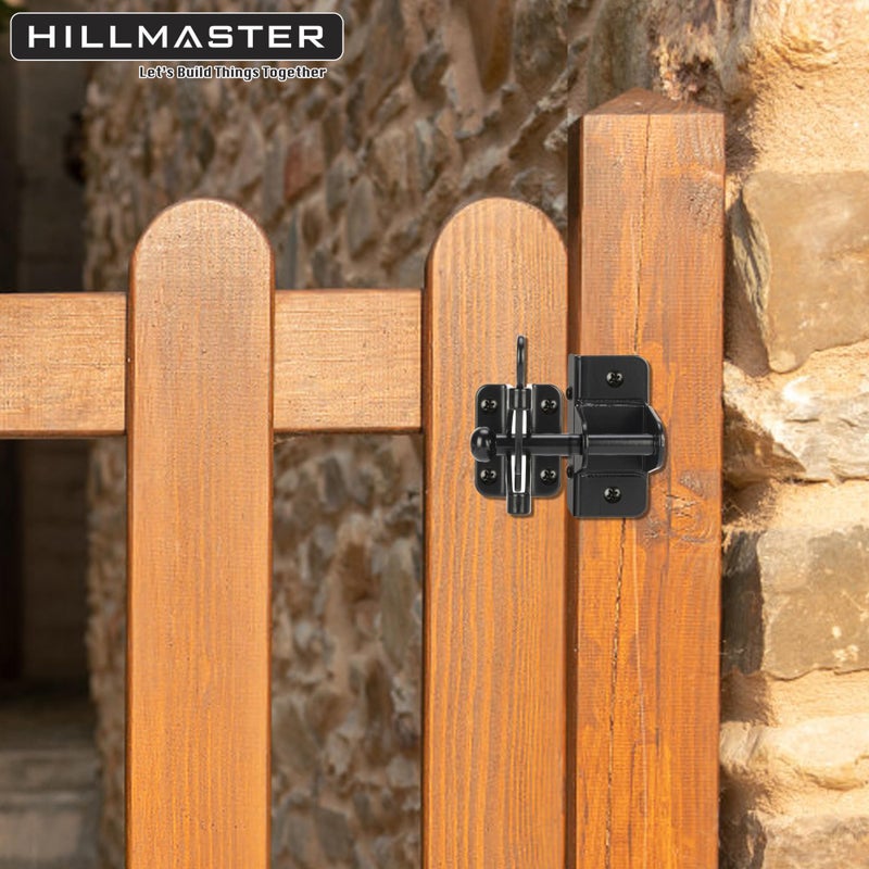 HILLMASTER Self Locking Gate Latch for Wooden Fence,Heavy Duty Gravity Fence Latch Privacy Door Latch for Wood Gate,Metal Gates,Vinyl Fence,Gate Hardware Gate Door Lock for Outdoor Pool,Black Finish - Image 5
