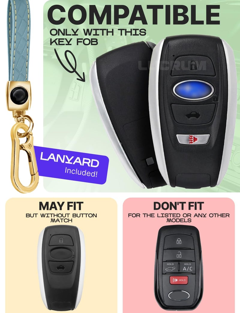 Lucrum Compatible with Subaru Key Fob Cover & Keychain, TPU Keyfob Case for Outback Crosstrek Forester Impreza Legacy STI WRX (2016-2025) - Blue and Gold - Image 2