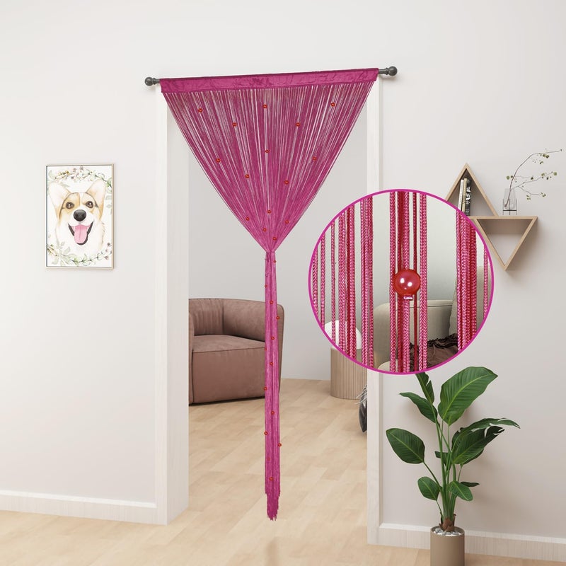 YIIBAII Beaded Curtain Beaded Curtains for Doorways Crystals Suitable for Interior Decoration and Partitions Hippy Closet Curtains (Plum Purple, 39"x110") - Image 2