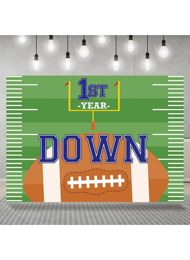 Rsuuinu Football Themed 1St Birthday Backdrop Happy Birthday Party Decorations Boy First Year Down Photography Background For First Birthday Newborn Kids Banner Supplies Photo Booth Props 7X5Ft  - Image 1