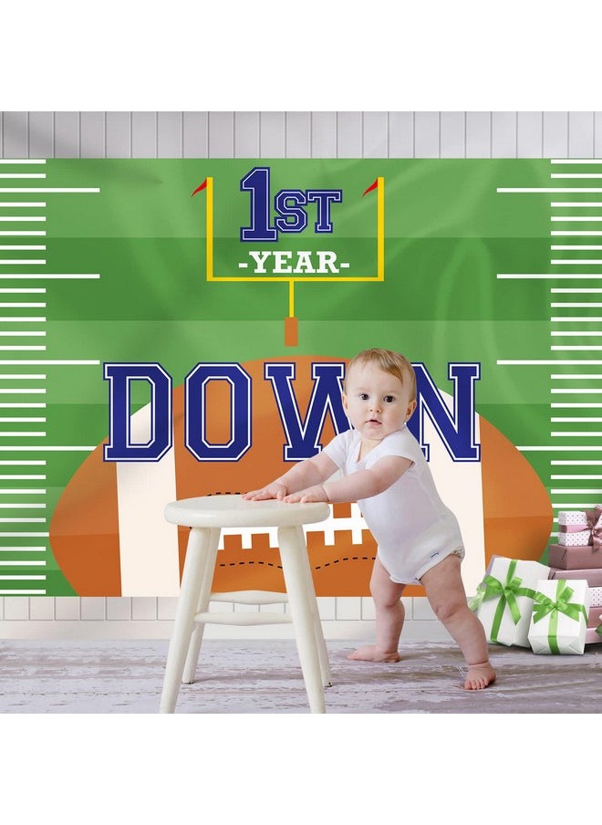 Rsuuinu Football Themed 1St Birthday Backdrop Happy Birthday Party Decorations Boy First Year Down Photography Background For First Birthday Newborn Kids Banner Supplies Photo Booth Props 7X5Ft  - Image 5
