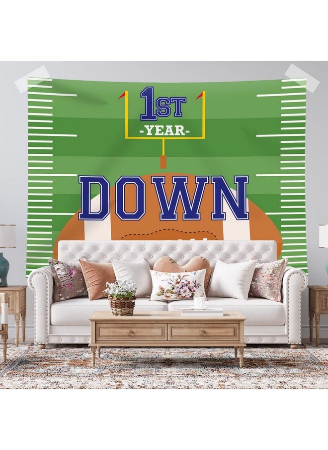 Rsuuinu Football Themed 1St Birthday Backdrop Happy Birthday Party Decorations Boy First Year Down Photography Background For First Birthday Newborn Kids Banner Supplies Photo Booth Props 7X5Ft  - Image 4