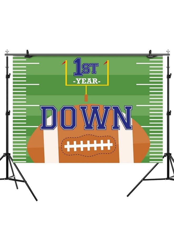 Rsuuinu Football Themed 1St Birthday Backdrop Happy Birthday Party Decorations Boy First Year Down Photography Background For First Birthday Newborn Kids Banner Supplies Photo Booth Props 7X5Ft  - Image 3