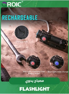 GROIC Small Flashlight, 1200 High Lumens, USB Rechargeable Compact LED Flashlight with Clip, Mini Pocket Sized EDC Flashlight with Unique Tail Design  - Image 5