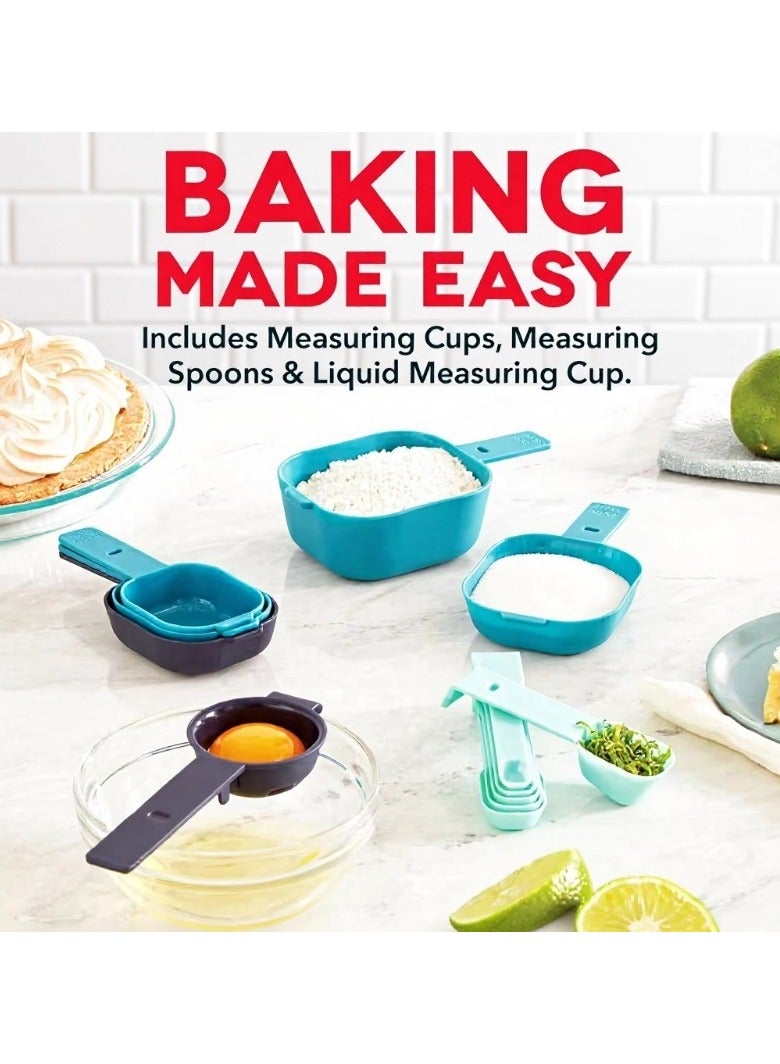 عام **طقم أدوات الخبز والطهي للمطبخ - ملاعق قياس، أكواب، منخل دقيق، فاصل بيض، عصارة يدوية، أدوات أساسية للمنزل** - Image 5