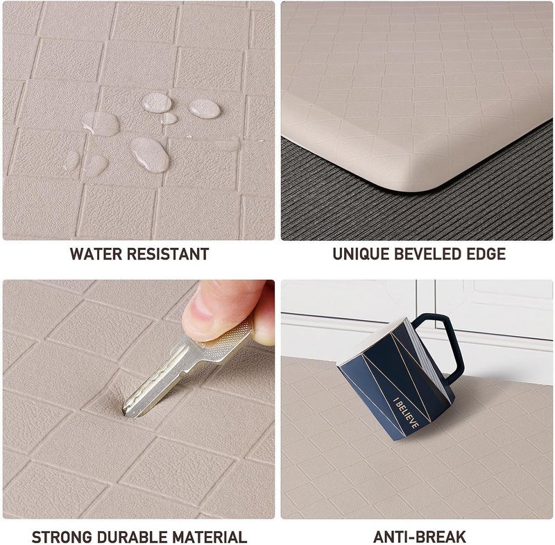 HappyTrends Kitchen Floor Mat - 4/5 Inch Thick Anti-Fatigue Kitchen Rug,Waterproof Non-Slip Kitchen Mats and Rugs Heavy Duty Ergonomic Comfort Rug for Kitchen,Office,Sink,Laundry,(22"x72", Khaki) - Image 5