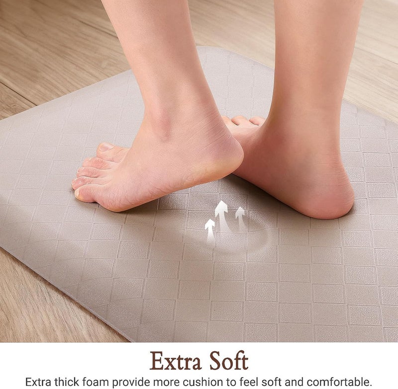 HappyTrends Kitchen Floor Mat - 4/5 Inch Thick Anti-Fatigue Kitchen Rug,Waterproof Non-Slip Kitchen Mats and Rugs Heavy Duty Ergonomic Comfort Rug for Kitchen,Office,Sink,Laundry,(22"x72", Khaki) - Image 4