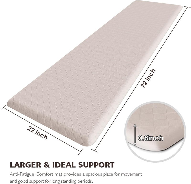 HappyTrends Kitchen Floor Mat - 4/5 Inch Thick Anti-Fatigue Kitchen Rug,Waterproof Non-Slip Kitchen Mats and Rugs Heavy Duty Ergonomic Comfort Rug for Kitchen,Office,Sink,Laundry,(22"x72", Khaki) - Image 2