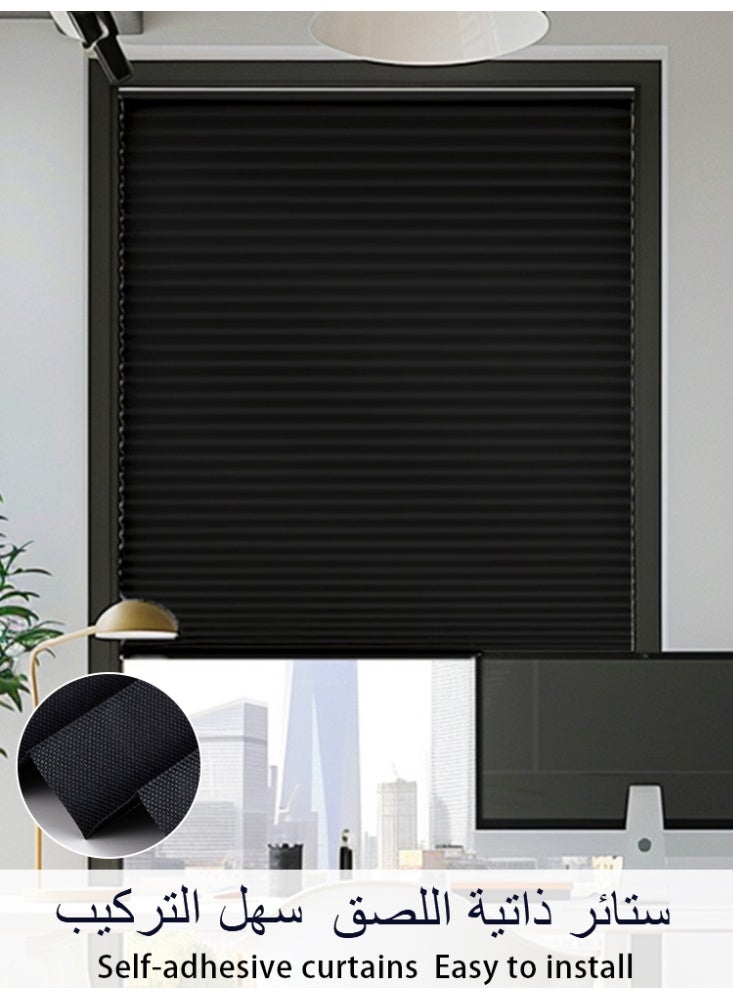 Namalu Cordless Blackout Pleated Window Shade Black, Easy to Install for Bedroom, Bathroom, Living Room, Kitchen - Image 1