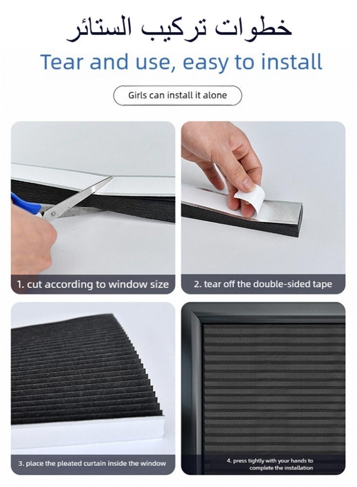 Namalu Cordless Blackout Pleated Window Shade Black, Easy to Install for Bedroom, Bathroom, Living Room, Kitchen - Image 3