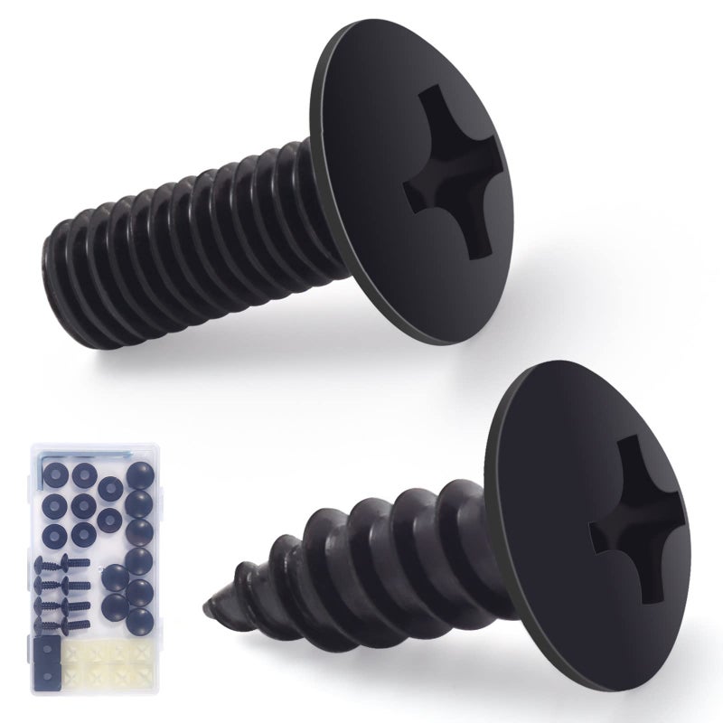 WowHand 8 Sets Black License Plate Screws - Updated Rustproof Stainless Steel License Plate Bolts, Premium Screw Kit for License Plates Frames on Cars - Image 1