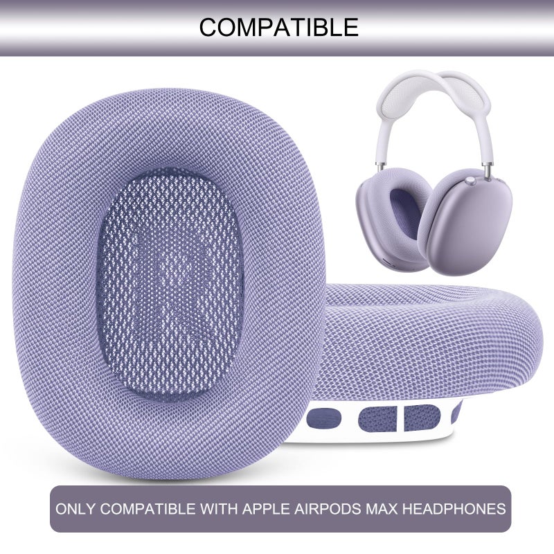 GEVO Upgraded Ear Cushions Replacement Earpads for 2024 New Apple AirPods Max Headphones, Mesh Fabric Ear Pads Cover with Memory Foam and Magnet for AirPods Max Fresh Color (Purple) - Image 2