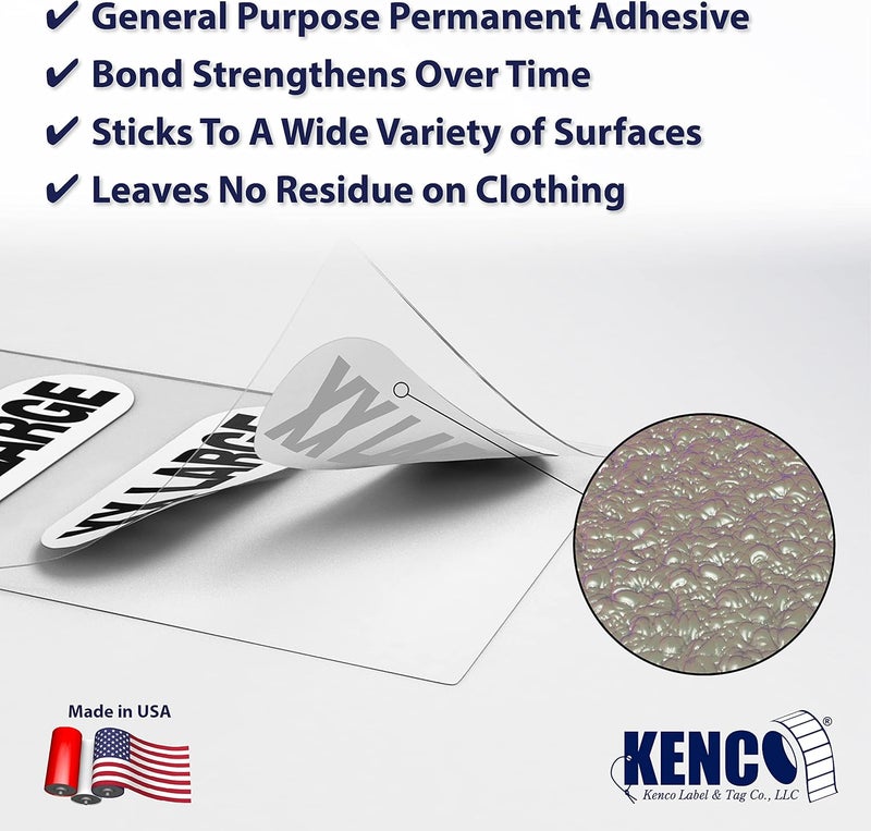 KENCO Clothing Size Strip Labels - 1.25" X 5" - 250 Strips Per Roll - Clear with Black and White Ink by (XXL) - Image 3