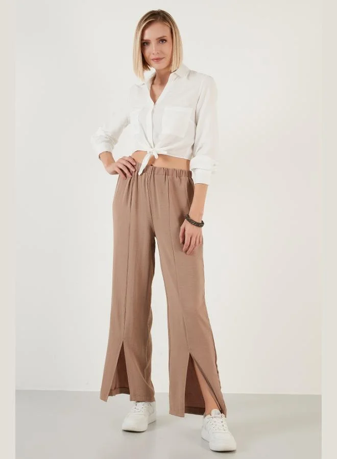 ليلا بنطلون نسائي بخصر مطاطي وفتحة بقصة مريحة