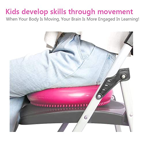 WIWAPLEX WIWAPLE Wiggle Seat, Inflatable Stability Balance Disc Wobble Cushion, Balance Disc Wiggle Seat, Flexible Seating Classroom with Free Air Pump Sensory Kids (Office & Home & School) (Pink) - Image 4